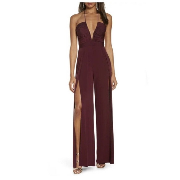 Katie May Pants - NWT Revolve Katie May Never Cross Jumpsuit Split Leg Women's Burgundy XL $275